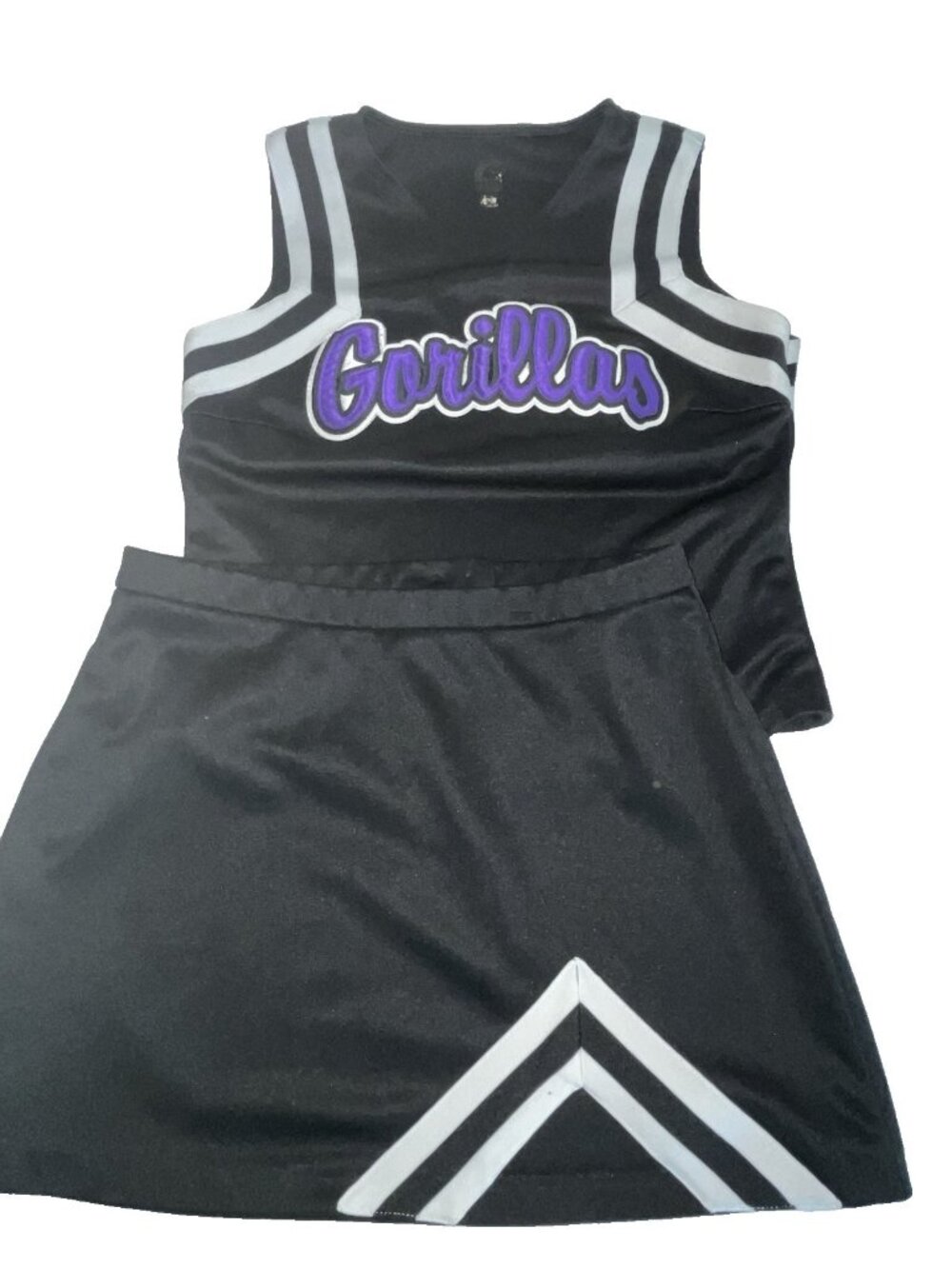 Cheerleader Uniform Outfit Costume Purple Black Gorillas 38" Top 32 Skirt Large